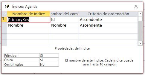 indexar datos en Access
