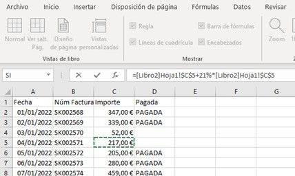 Referencias externas en Excel