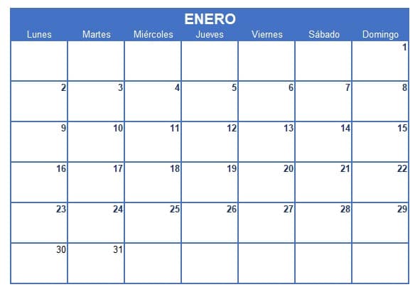 Calendario 2023 en Excel
