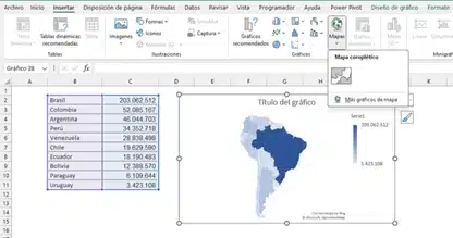 Insertar Gráficos de mapas en Excel