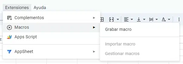 Grabar Macros en Google Sheets