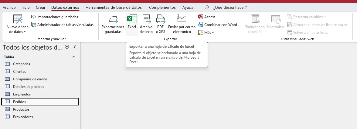 Exportar datos de Microsoft Access a Excel